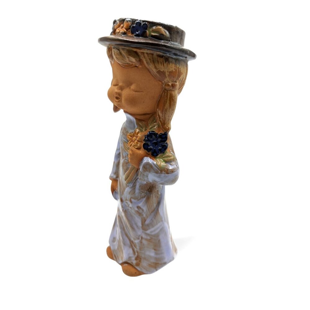 Vintage Flower Child Girl Figurine Terracotta Paul Marshall Japan 8” - Picture 5 of 9